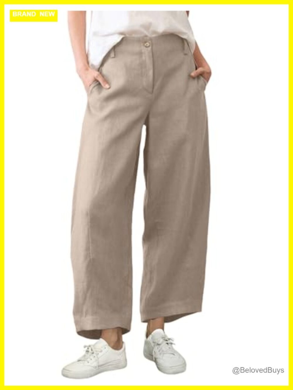 Linen Wide Leg Barrel Palazzo Pants High Rise Casual Trousers
